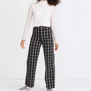 Slim Emmett Wide-leg full-length pants - windowpane check